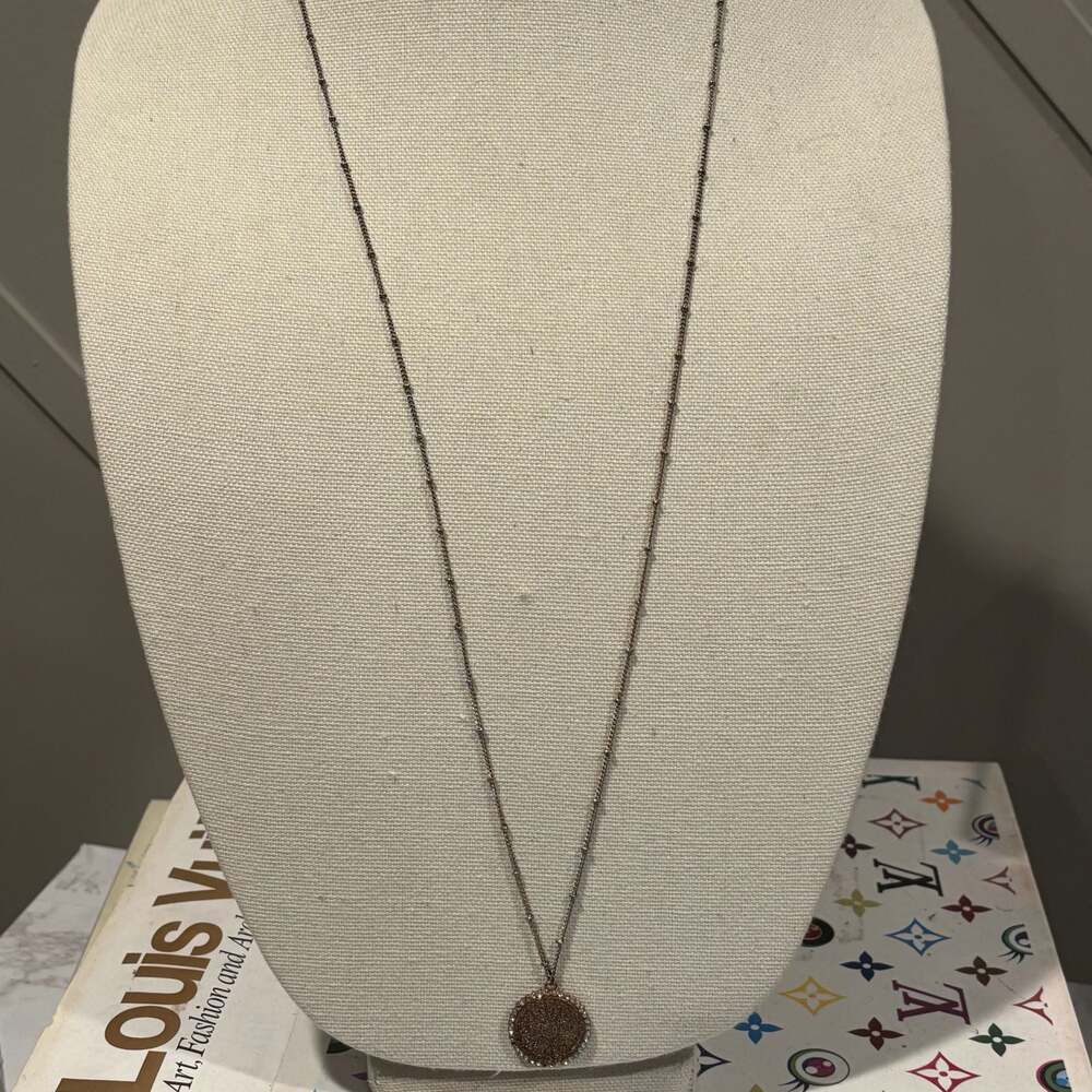 Aldo Double Strand Layered Necklace Filigree Crystal Medallion Pendant